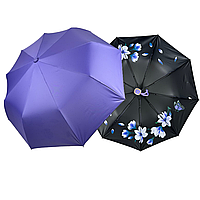 Жіноча парасоля напівавтомат з малюнком квітів всередині від Susino на 9 спиць антивітер, бузковий, SYS0127-2
