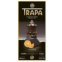 Шоколад чорний Trapa Dark Chocolate 74% з апельсином 100г
