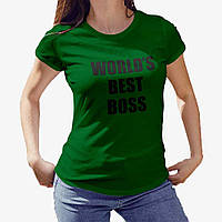 Футболка жіноча JHK "World_s best boss" XL Зелений