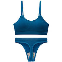 Труси та топ у рубчик Lesko 6618# L 80 ABC Туркус безшовний комплект жіночої білизни 1 шт., фото 3