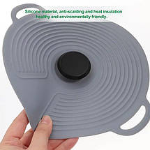 Кришка для посуду силіконова Silicone Lid W008 d-22 см універсальна сіра, фото 4