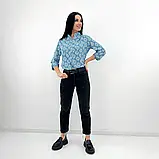 Жіноча демісезонна блузка з принтом і рукав 3/4 на гудзиках, фото 5