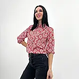Жіноча демісезонна блузка з принтом і рукав 3/4 на гудзиках, фото 7