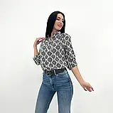 Жіноча демісезонна блузка з принтом і рукав 3/4 на гудзиках, фото 10