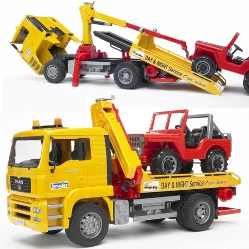 Евакуатор з позашляховиком Bruder 02750 Man Tga допомога на дорозі з Jeep, фото 1