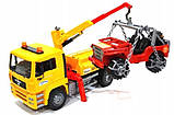 Евакуатор з позашляховиком Bruder 02750 Man Tga допомога на дорозі з Jeep, фото 10