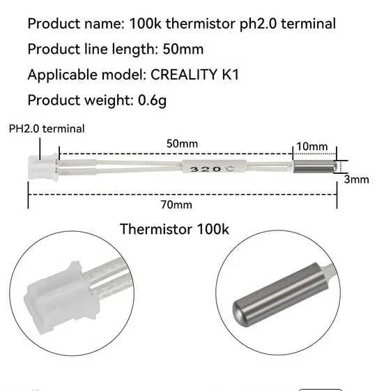 Термистор NTC для 3D-принтера Creality K1, К1 Max
