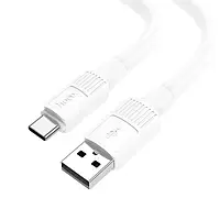 Кабель зарядки HOCO X84 (3A) (1M) USB-Type-C для телефона/смартфона белый усиленный