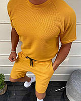 Мужской желтый комплект шорты + футболка, Турция