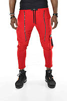 Мужские красные спортивные штаны с молниями и карманами, Турция