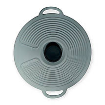 Кришка для посуду силіконова Silicone Lid W008 d-22 см універсальна сіра, фото 3