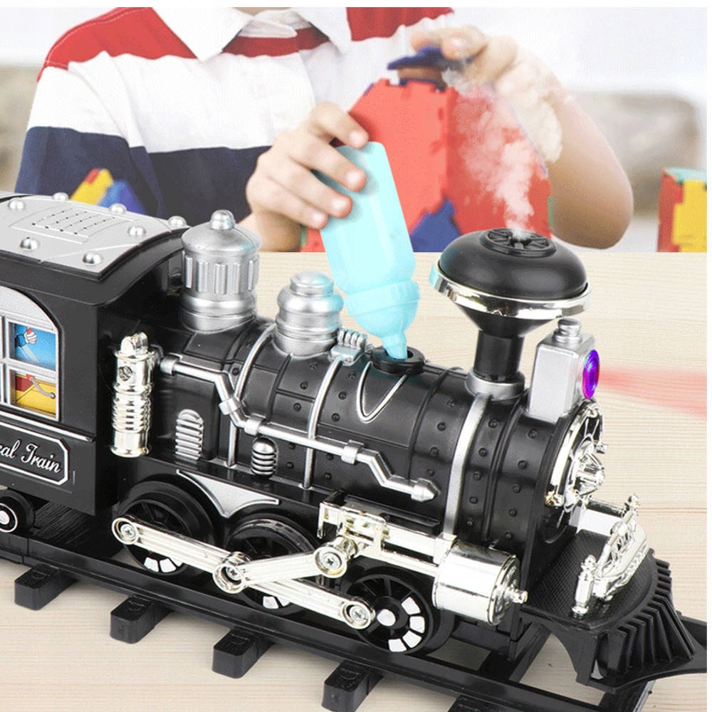 Залізниця паровий локомотив з димом 5 метрів велика 4 вагони, фото 1