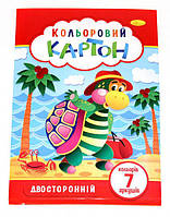 Набір кольорового картону Апельсин А4 (двосторонній), 7 арк., 230 г/м2 КДК-А4-7