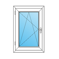 Вікно металопластикове (700мм×1200мм), поворотньо-відкривне Steko 4S, (білий)