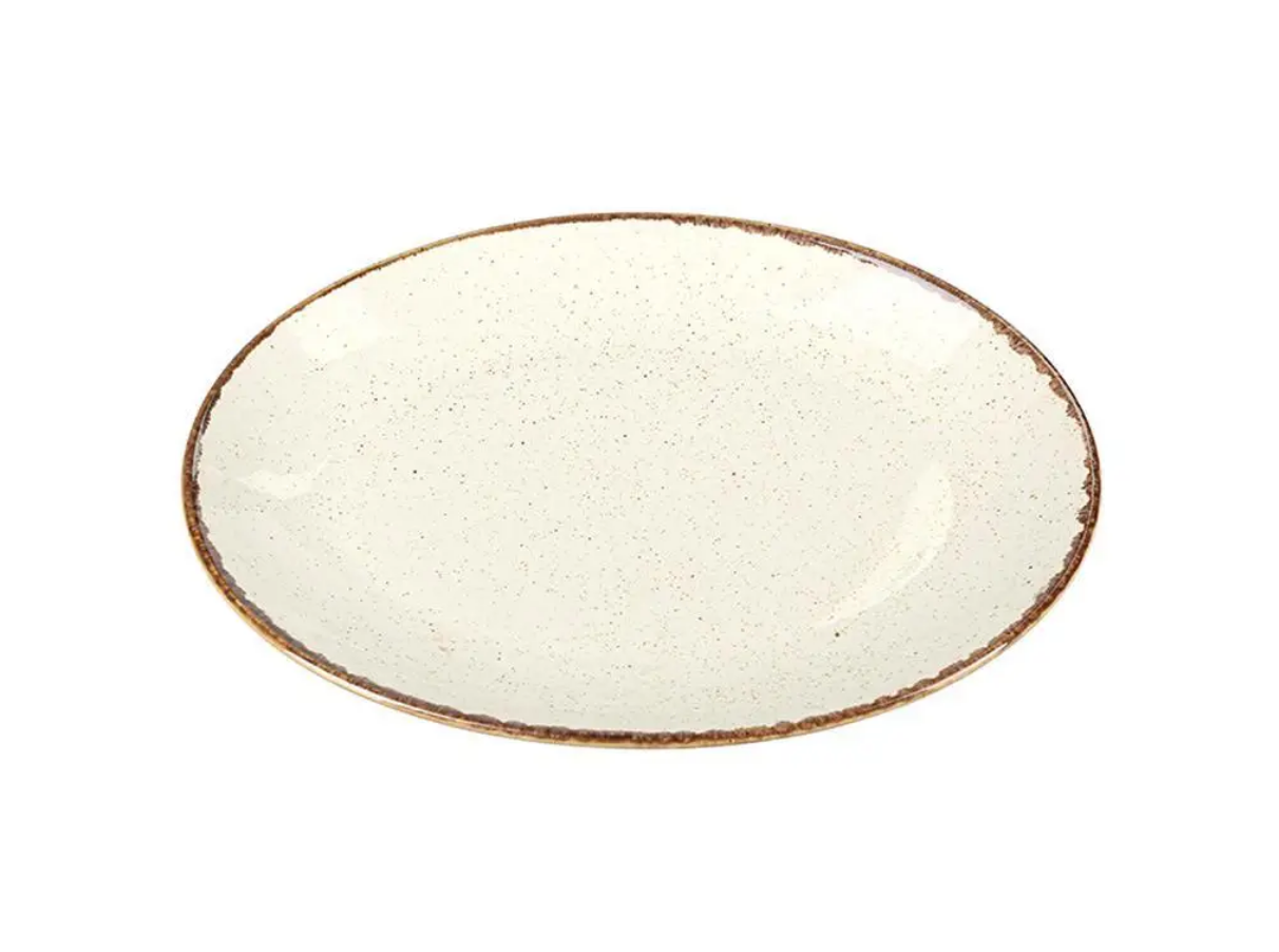Тарілка дрібна овальна Beige порцелянова Porland 310мм 112131/B, фото 1