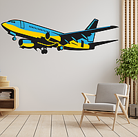 Вінілова інтер'єрна наклейка кольорова декор на стіну, шпалери та інші поверхні "Український Літак" з оракалу