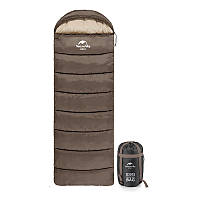 Спальный мешок-одеяло демисезонный с капюшоном 190/75 см -10/+3/+6°C правый, коричневый