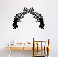 Виниловая интерьерная наклейка цветная декор на стену, обои и другие поверхности "Револьверы. Оружие" с