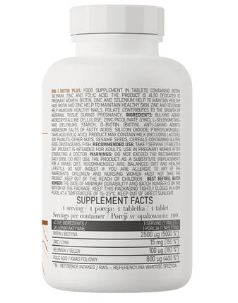 Біотин OstroVit Biotin Plus 100 tabs, фото 3