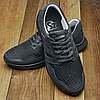 Чоловічі літні кросівки (шкіра, текстиль сітка), чорні кроси, чоловіче взуття на літо, розмір 40 41 42 43 44 45, фото 8
