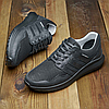 Чоловічі літні кросівки (шкіра, текстиль сітка), чорні кроси, чоловіче взуття на літо, розмір 40 41 42 43 44 45, фото 3