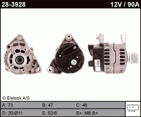 Генератор CA1569, 12V-90A, на BMW 316, 318, Z3 - фото 1 - id-p2547462