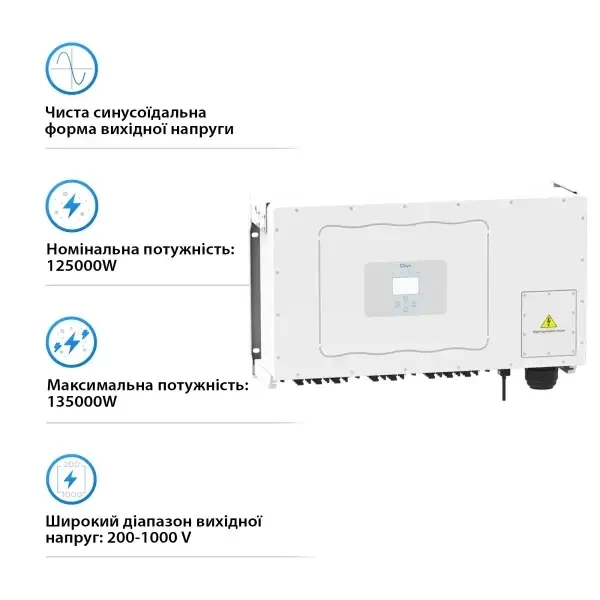 Мережевий інвертор DEYE SUN-125K-G01P3-EU 125KW Трифазний 380V/50hz