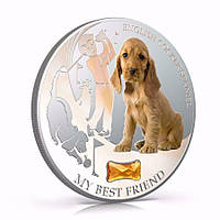 Серебряная монета "Мой лучший друг собака - Кокер спаниель" 31.1 грамм