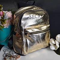 Яскравий жіночий рюкзак V's Secret з еко-шкіри Золотий