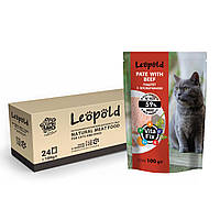 Вологий корм LEOPOLD Паштет з яловичиною для котів 100г (20+4)