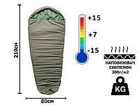 Зимний армейский спальный мешок конверт для походов трехслойный на синтепоне для палатки, влагостойкий tsi