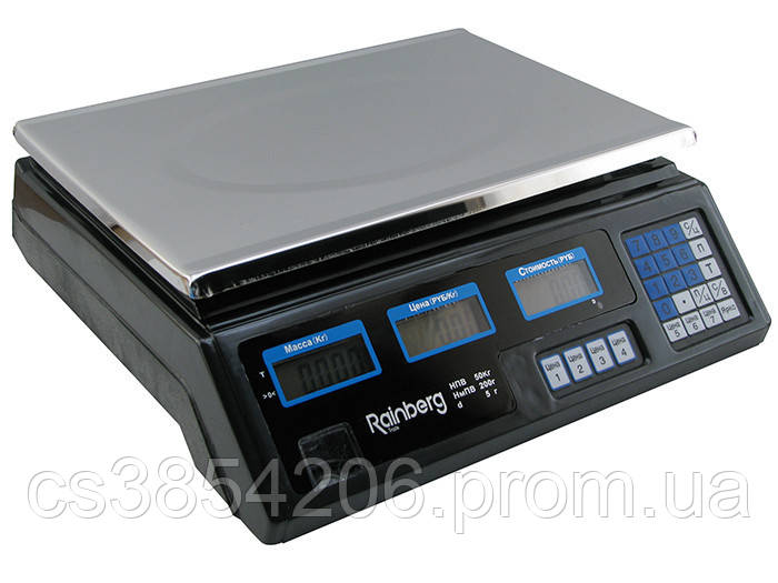 Весы магазинные электронные Rainberg RB-302 для взешивания товаров до 50 кг со встроенным аккумулятором tsi - фото 1 - id-p2124810322