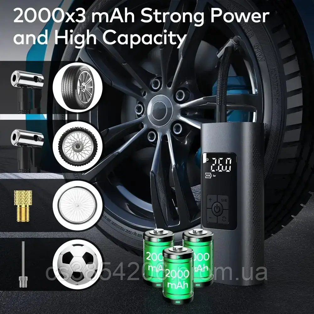 Автомобильный насос кабель от прикуривателя и насадками для подкачки колес воздушный компрессор для машины tsi - фото 9 - id-p2124810377