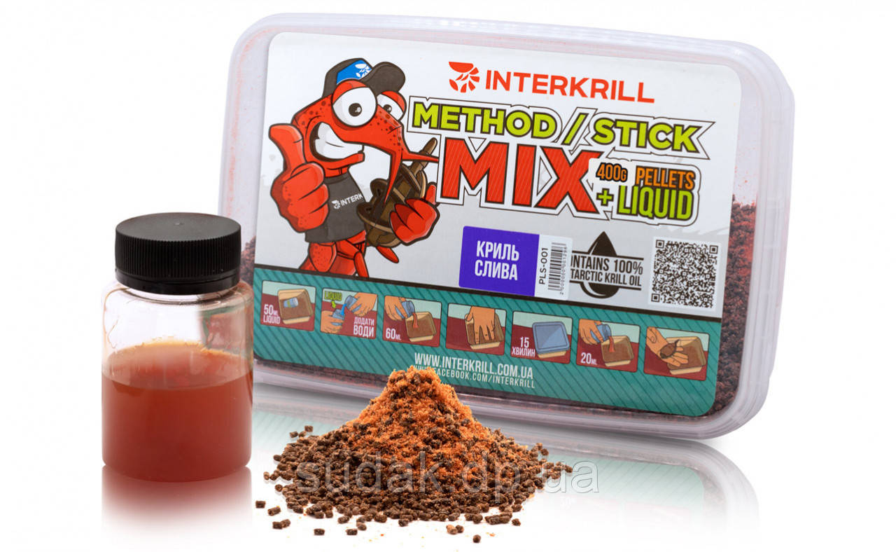 Пелетс INTERKRILL Method Stick Mix   400г Криль-Слива