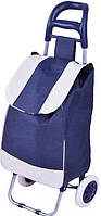 Мини тачка алюминиевая на двух колесах дорожная прочная хозяйственная сумка из ткани синего цвета с ручкой tsi