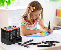Набор скетч маркеров 204 шт для рисования двусторонних touch, спиртовые фломастеры для детского творчества tsi
