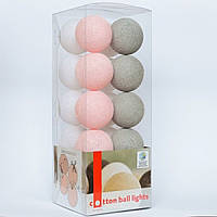 Гирлянда - ночник Cottonballlight 20 шариков в коробке Pink Grey, розовый