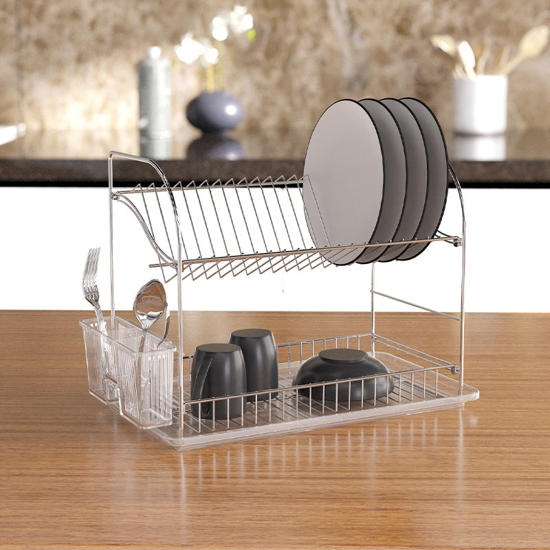 Сушка стойка для посуды хромированная (КВ002), сушилка для тарелок с ...