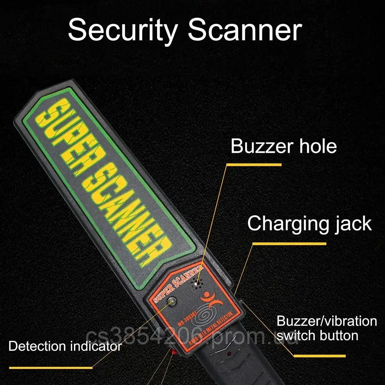 Ручной сканер металлоискатель Super Scanner, досмотровый металлодетектор со световым и звуковым сигналом tsi - фото 7 - id-p2124812121