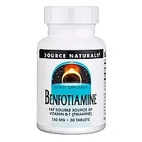 Бенфотиамин, 150 мг, Benfotiamine, Source Naturals, 30 таблеток