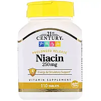 Ниацин, 250 мг, 21st Century, 110 таблеток