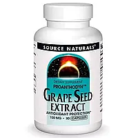 Экстракт виноградных косточек, 100 мг, Grape Seed Extract, Proanthodyn, Source Naturals, 30 капсул