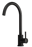Смеситель для кухни черный Globus lux высокий, кухонный смеситель черный, кран для кухни черный, кран на мойку