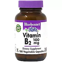 Витамин B2 100 мг, Vitamin B2, Bluebonnet Nutrition, 100 вегетарианских капсул