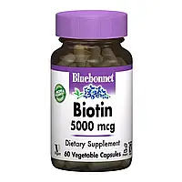 Биотин (B7) 5000мкг, Bluebonnet Nutrition, 60 вегетарианских капсул