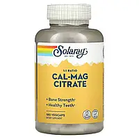 Кальций И Магний, Cal-Mag Citrate, High Potency, Solaray, 180 Капсул