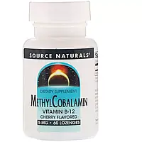 Метилкобаламин (В12) 5мг, Вкус Вишни, Source Naturals, 60 таблеток для рассасывания