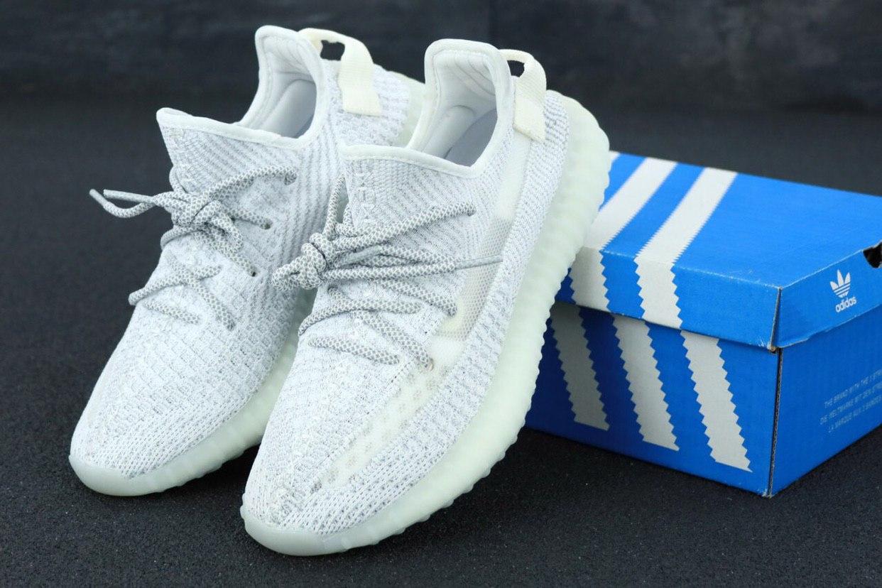 Чоловічі кросівки Adidas Yeezy Boost 350 White Кеди Адідас Ізі Буст 350 білі текстиль рефлектив весна літо