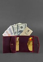 Авторські гаманці повністю ручної роботи на кнопці, жіночий шкіряний портмоне гаманець фірмовий Бордовий