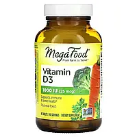 Витамин D3 1000 IU, Vitamin D3, MegaFood, 90 таблеток